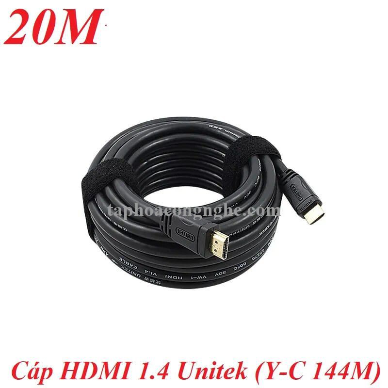 Unitek 98460 Y-C144M 20M 4k Màu Đen Cáp Hdmi chuẩn 1.4 dây tròn chống nhiễu 30098460